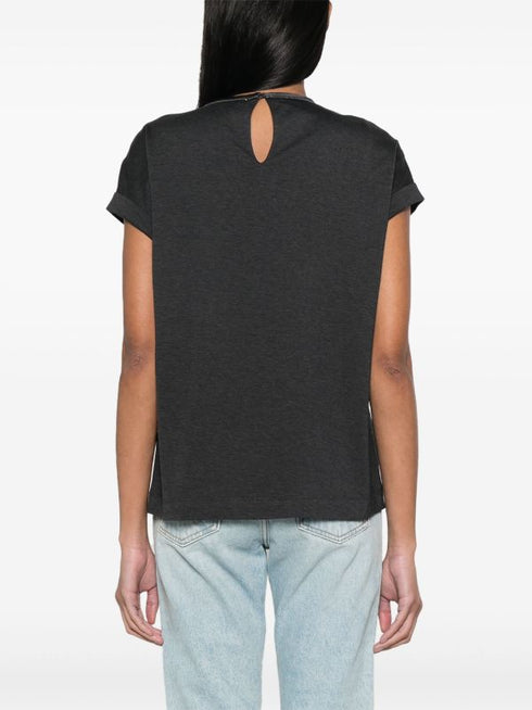 keyhole-detail cotton T-shirt